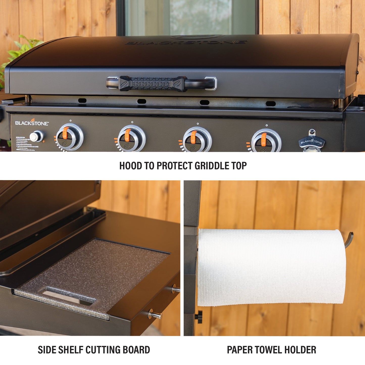 Blackstone Original 4-Burner 36” Propane Griddle with Hood and Omnivore Griddle Plate