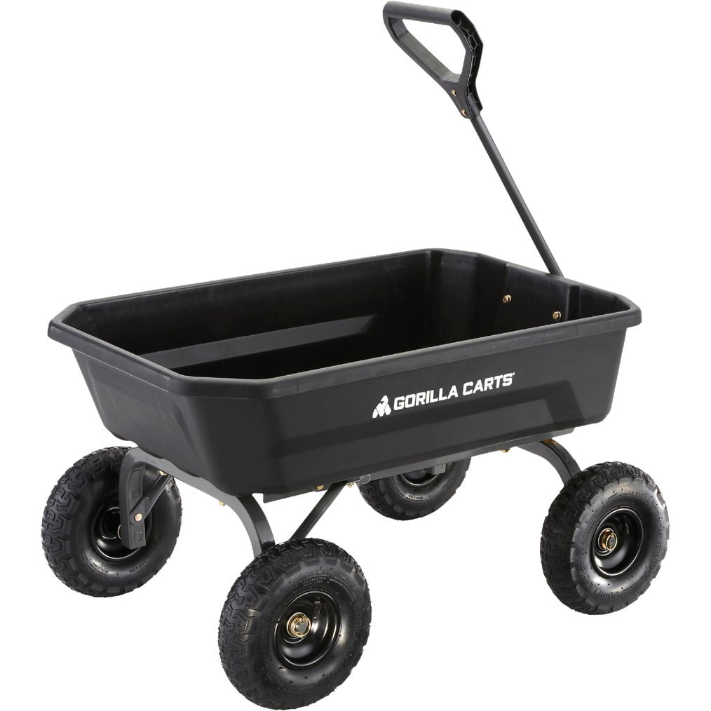 Gorilla Carts 4 Cu. ft. Poly Garden Dump Cart, 600 lbs. Capacity, 35 in. x 22 in. Bed, 10 in. Tires