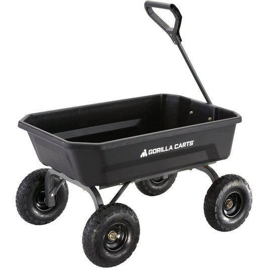 Gorilla Carts 4 Cu. ft. Poly Garden Dump Cart, 600 lbs. Capacity, 35 in. x 22 in. Bed, 10 in. Tires