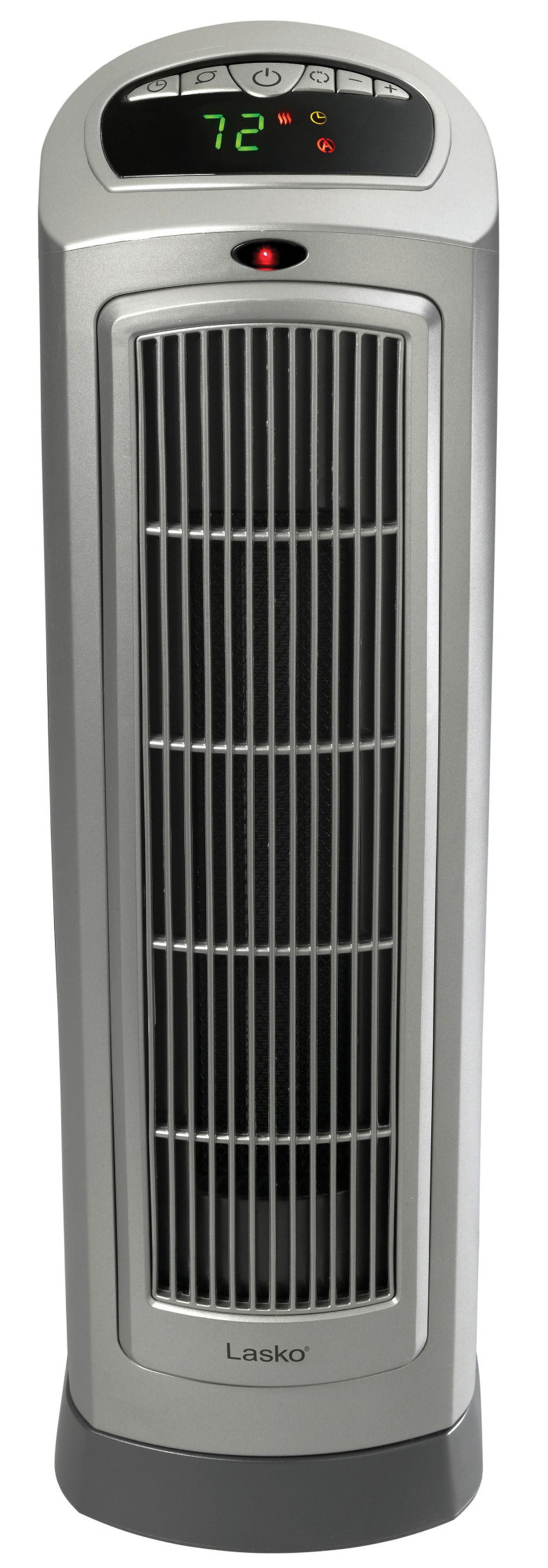 Lasko 23" 1500W Oscillating Ceramic Space Heater with Timer, Remote, Silver, 755320, New