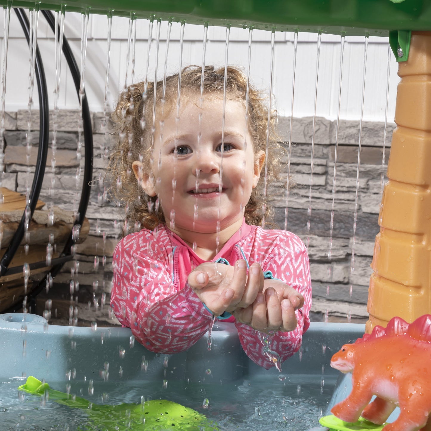 Step2 Dino Showers Multi-color Plastic Water Table for Toddlers with 13-Piece Playset