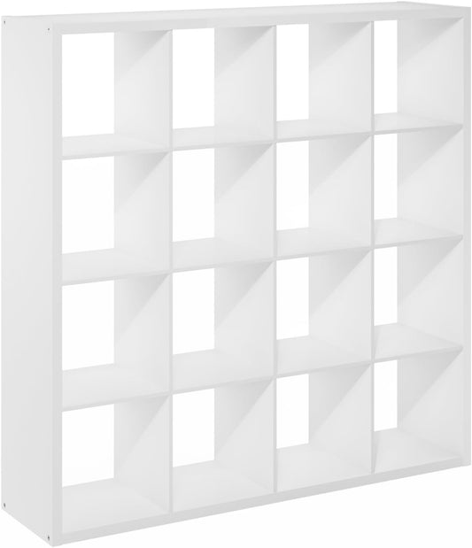 16 Cube Organizer White - Brightroom: Decorative Bookshelf with 4 Shelves, Cubby Storage Bins, MDF Frame