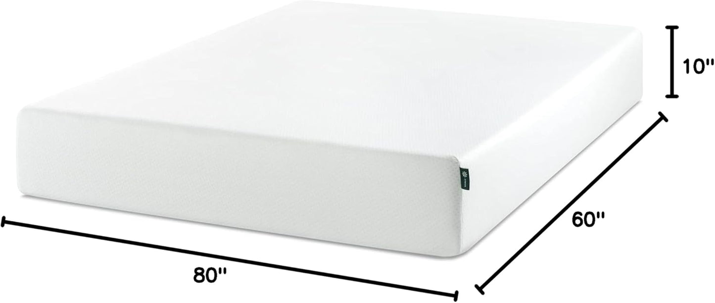 ZINUS 10 Inch Green Tea Memory Foam Mattress [New Version], Queen, Fiberglass free, Medium Firm Feel, Zoned Pressure Relief, Certified Safe Foams & Fabric, Mattress in A Box