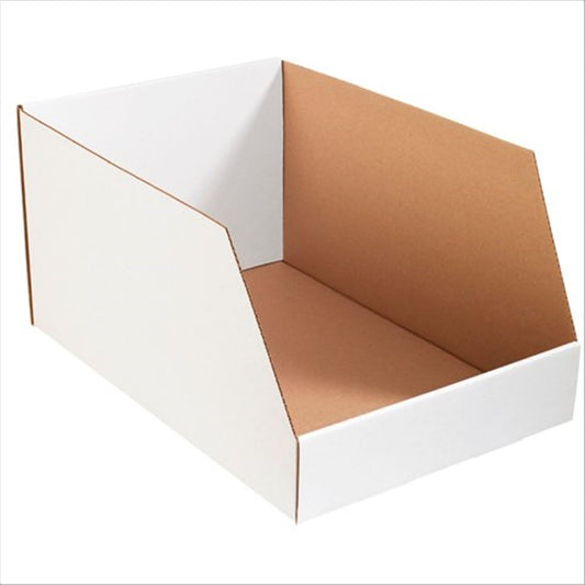Aviditi Jumbo Corrugated Cardboard Storage Bins, 20"x 24"x 12", White, Pack of 25, For Warehouse, Garage and Home Organization