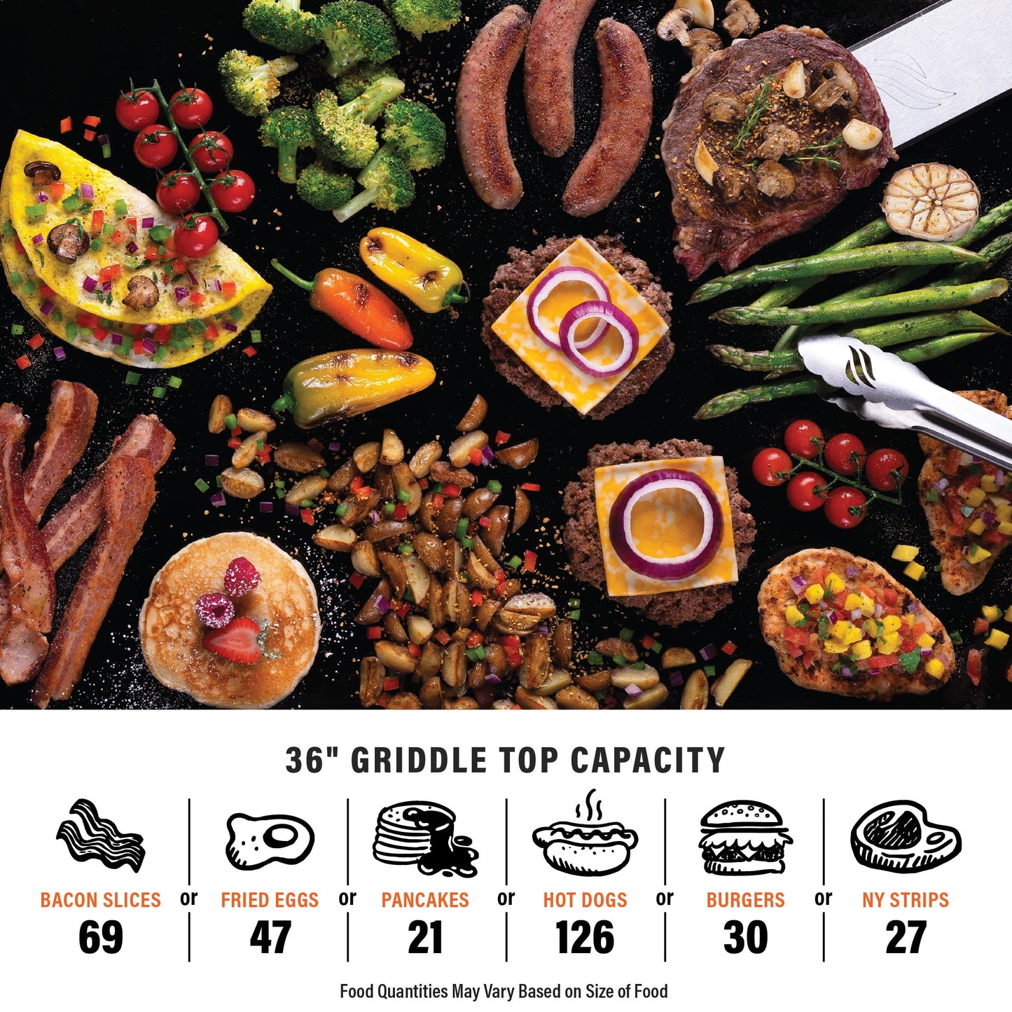 Blackstone Original 4-Burner 36” Propane Griddle with Hood and Omnivore Griddle Plate