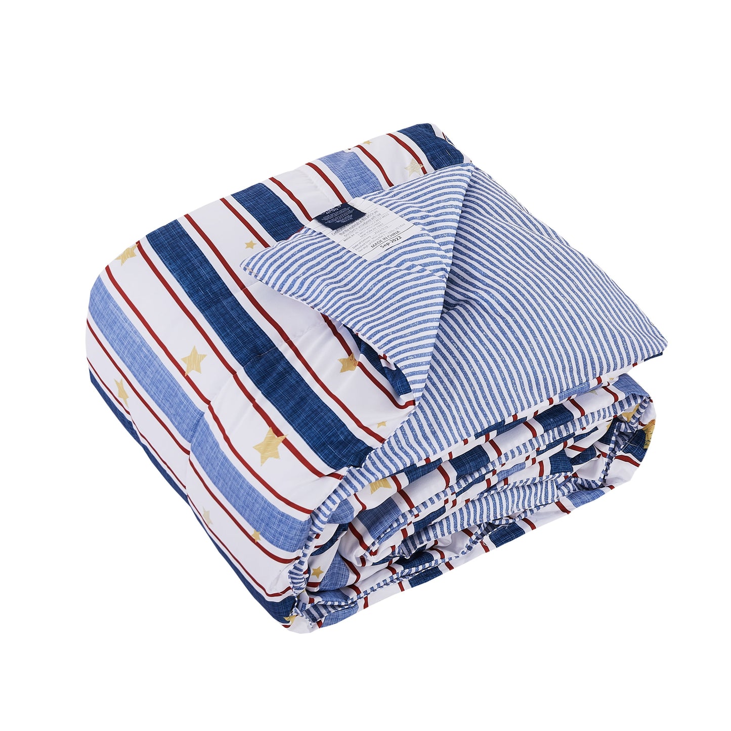 Chaps Boys Comforter Set 2-Piece Reversible Microfiber Kids Comforter Sham Striped Bedding - Red/Blue - Size Twin
