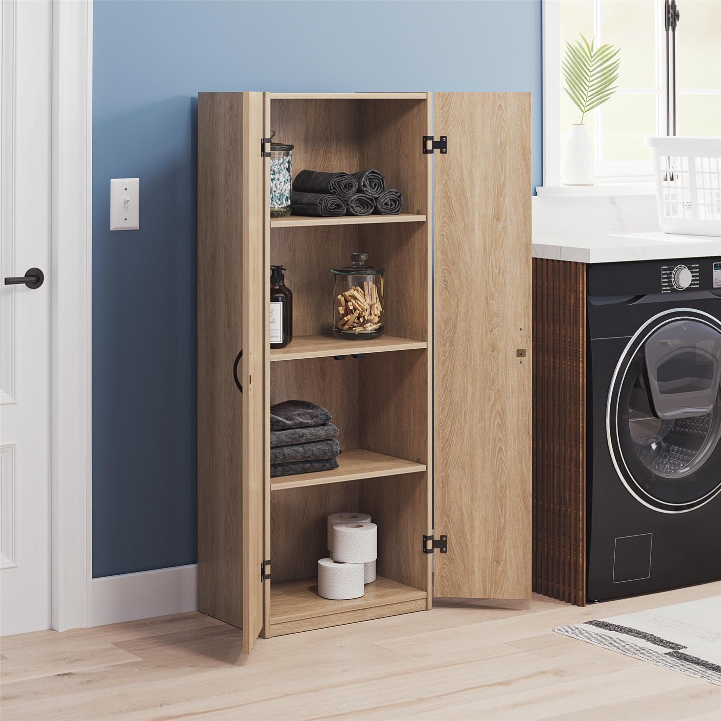 Mainstays 60" 2 Door Storage Cabinet, Natural