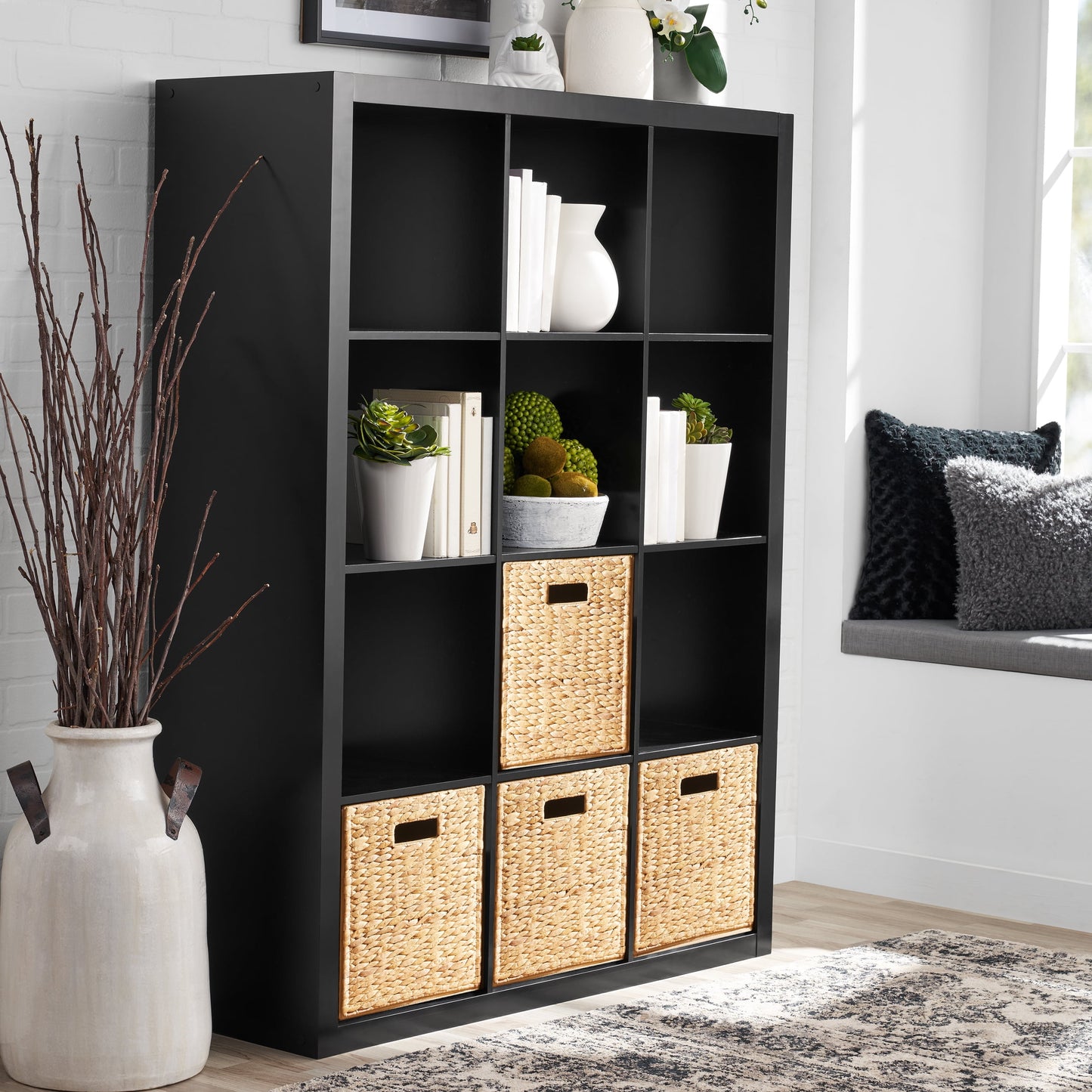 Better Homes & Gardens 12-Cube Storage Organizer, Solid Black