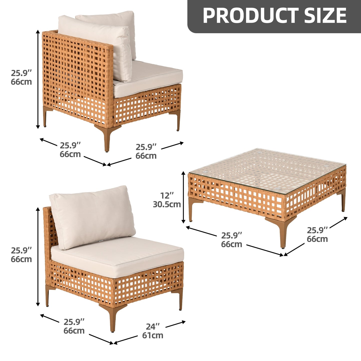 Uforic 7-Piece Outdoor Patio Furniture Set, PE Wicker Sectional Sofa Couch Patio Conversation Set for Outdoor Sectional Sofa with Coffee Table & Beige Cushions