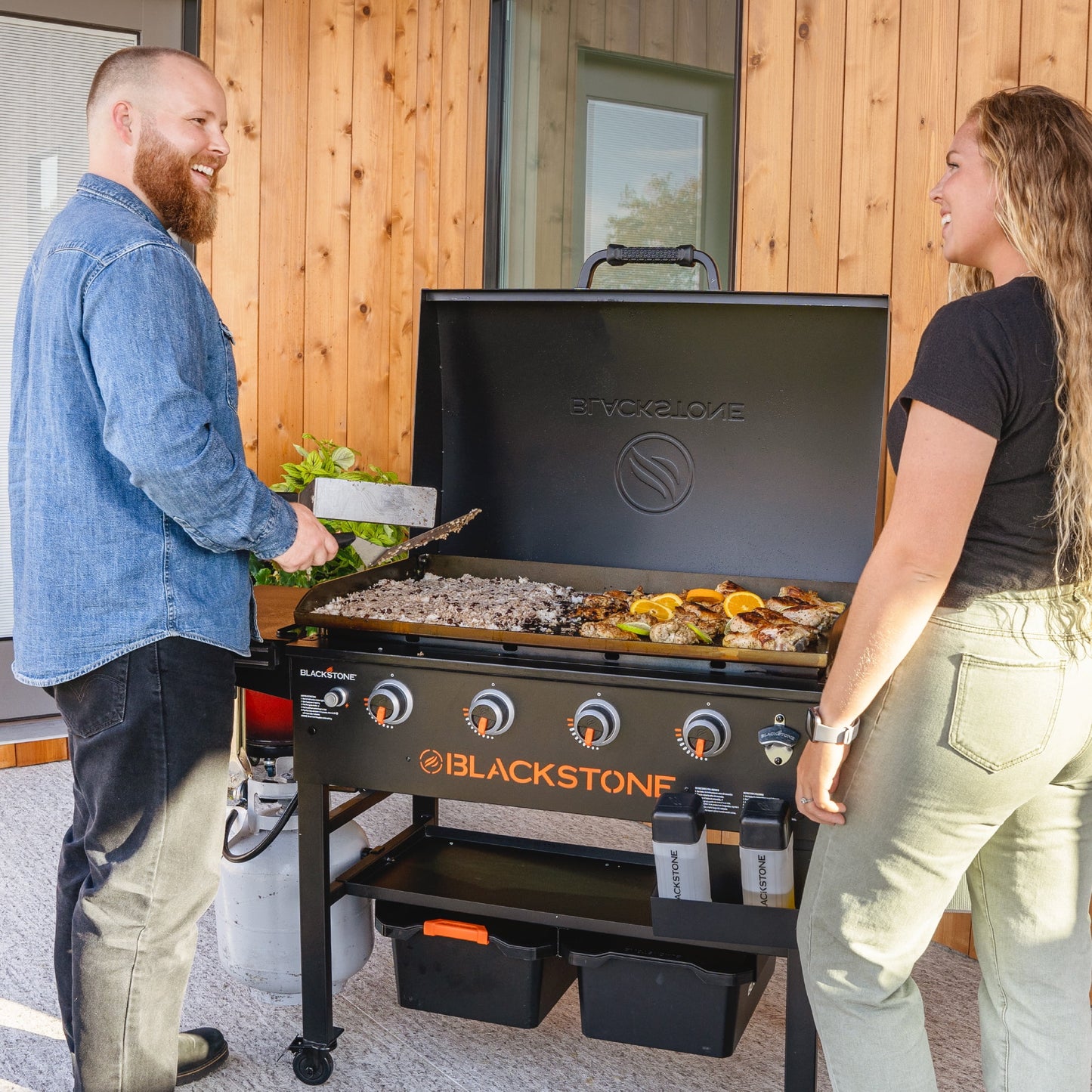Blackstone Original 4-Burner 36” Propane Griddle with Hood and Omnivore Griddle Plate