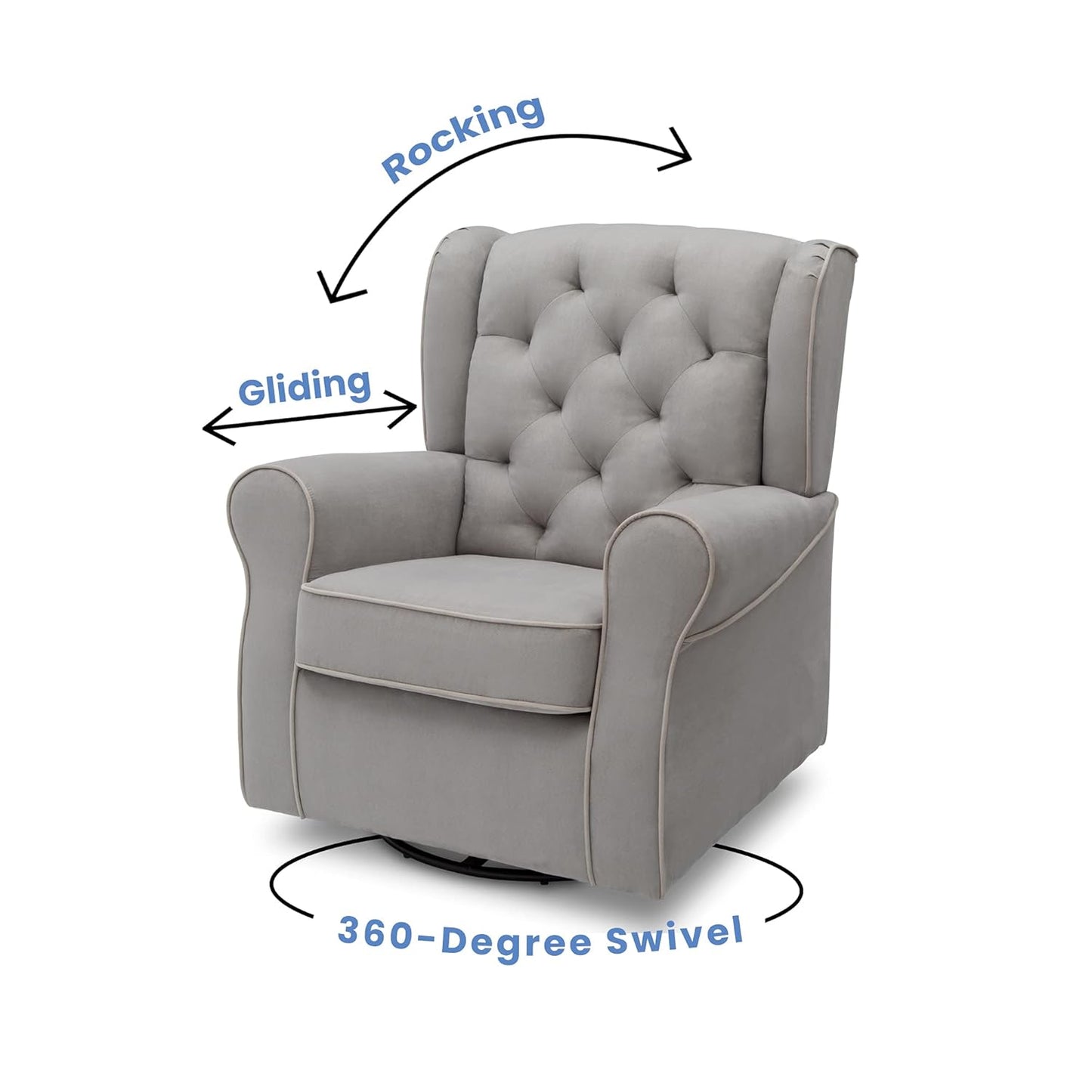 Delta Children Emma Nursery Glider Swivel Rocker Chair - French Gray
