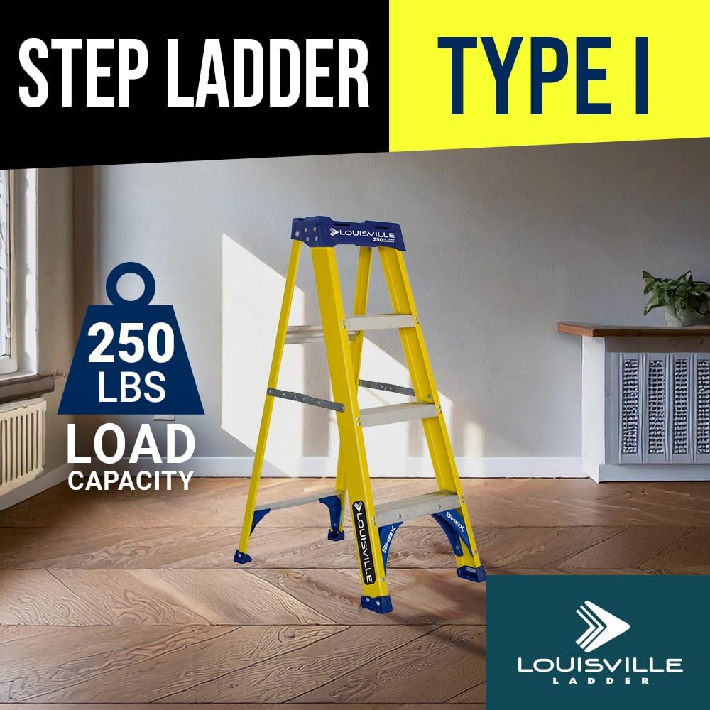 Louisville Ladder 5-Foot Fiberglass Step Ladder, 250-Pound Load Capacity, Type I, FS2005