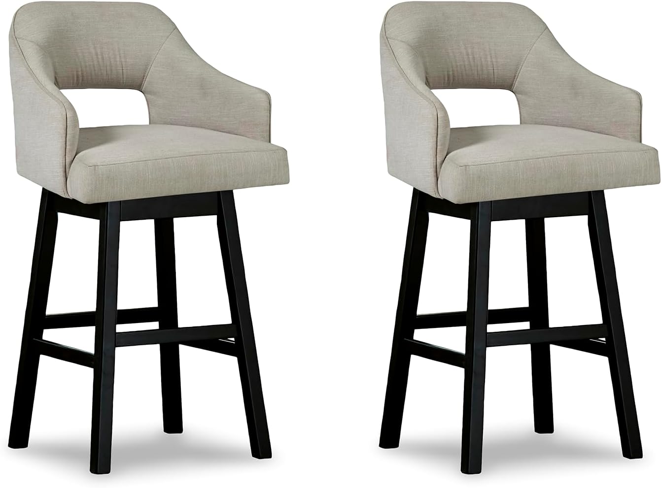 Signature Design by Ashley 31" Tallenger Modern Pub Height Upholstered Swivel Barstool 2 Count, Black & Dark Brown