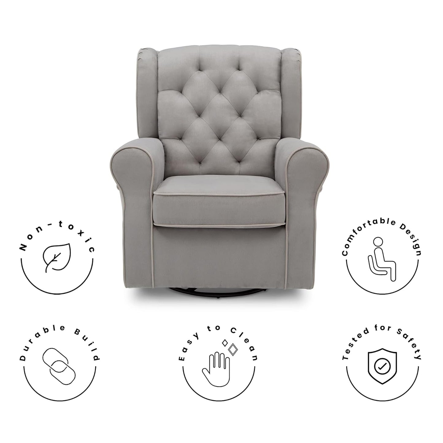 Delta Children Emma Nursery Glider Swivel Rocker Chair - French Gray