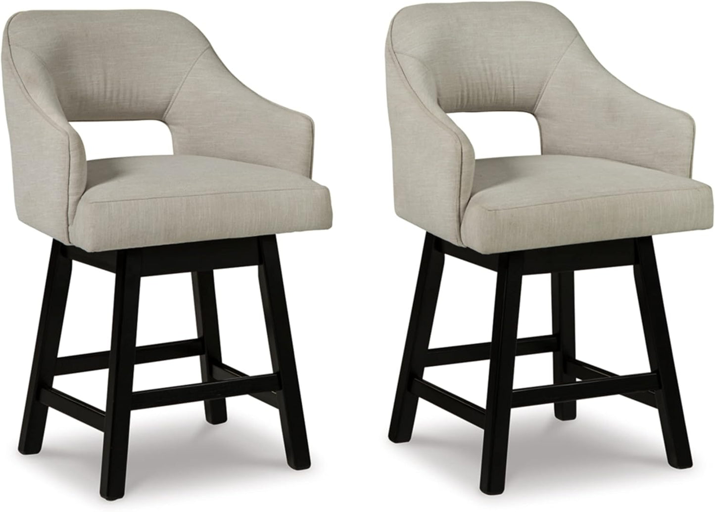 Signature Design by Ashley 31" Tallenger Modern Pub Height Upholstered Swivel Barstool 2 Count, Black & Dark Brown