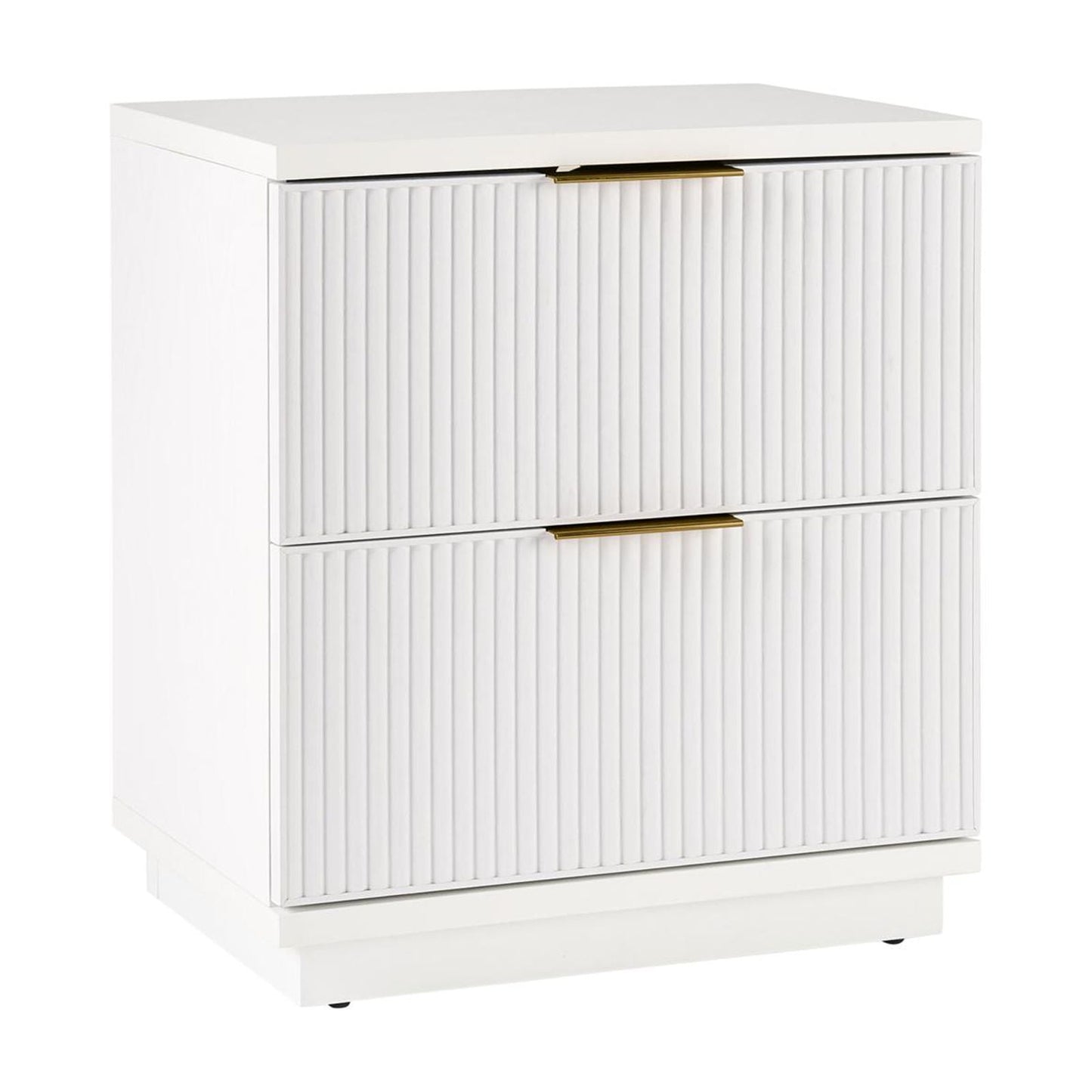 Better Homes & Gardens Lillian Fluted 2-Drawer Nightstand with USB, White Finish