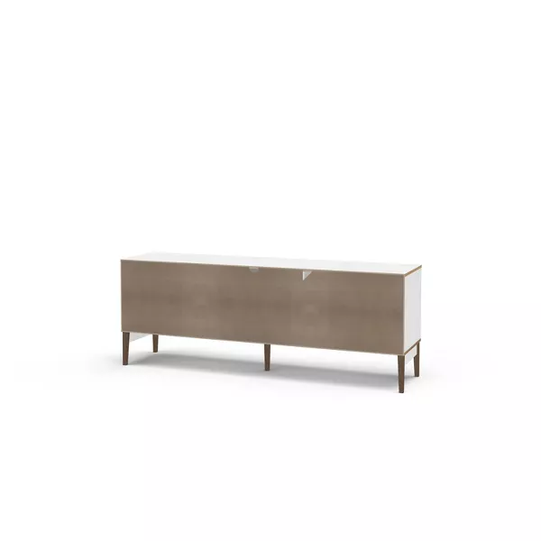 Boston TV Stand for TVs up to 75" White/Light Brown - Polifurniture: Modern Console with Drawers, Particle Board Construction