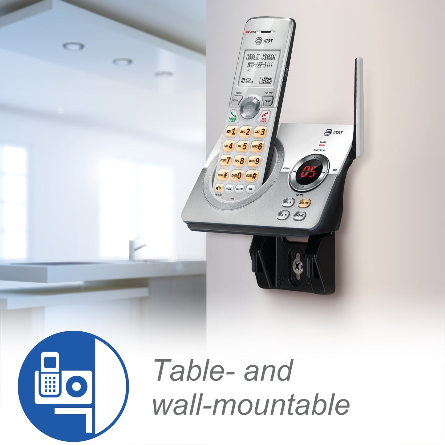 AT&T EL52219 2 Handset Answering Corded/Cordless Phone System