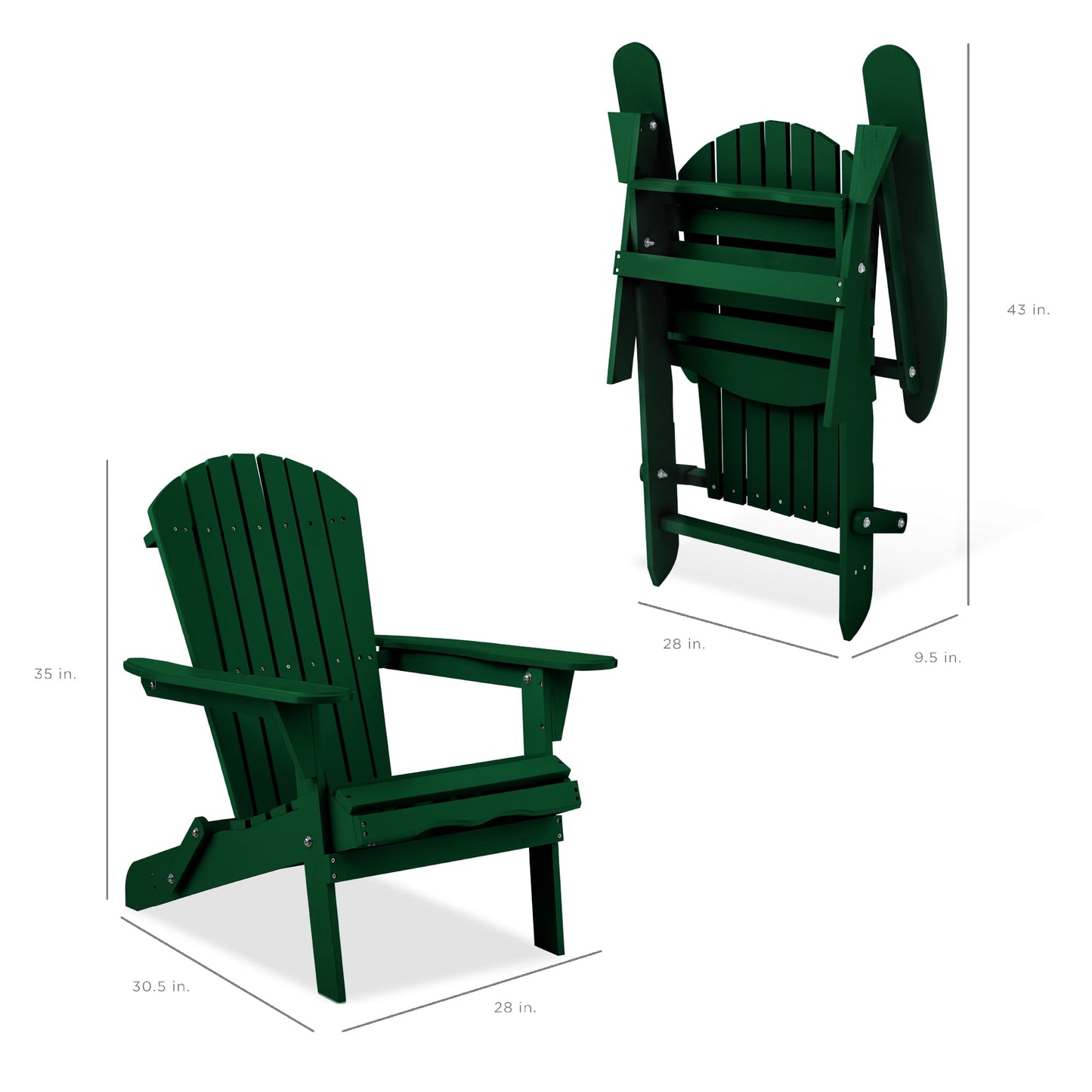 Best Choice Products Folding Adirondack Chair Outdoor, Wooden Accent Lounge Furniture w/ 350lb Capacity - Red