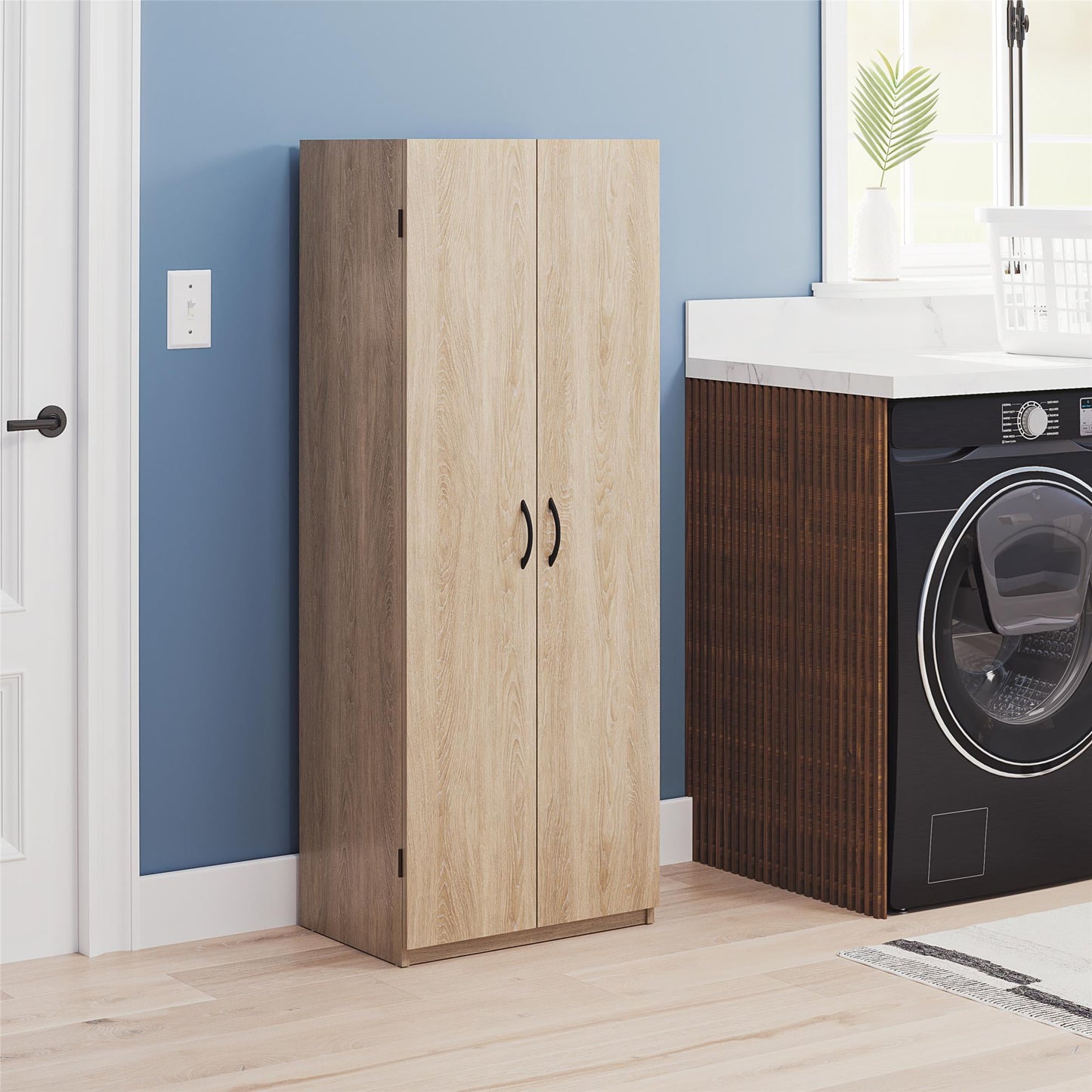 Mainstays 60" 2 Door Storage Cabinet, Natural