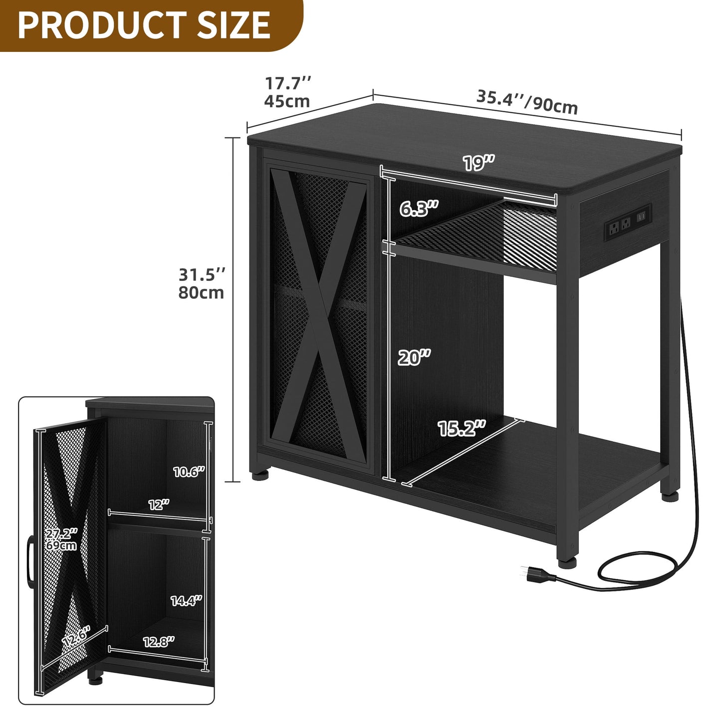 Uforic 40-50 Gallon Aquarium Stand with LED Light, Power Outlets & 3-Tier Storage, Black Metal