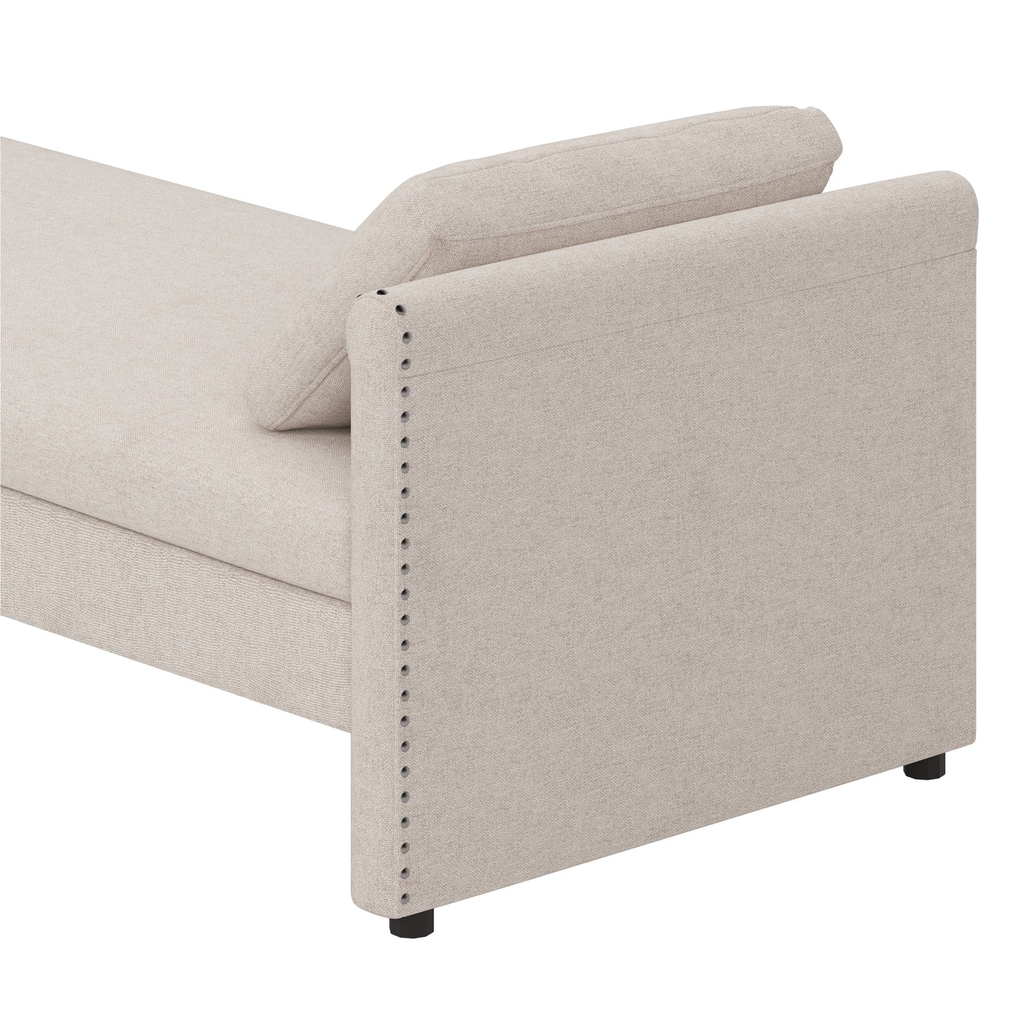 Dovelina Modern Upholstered Chaise Lounger Daybed with Pillows Small Single Daybed, Beige