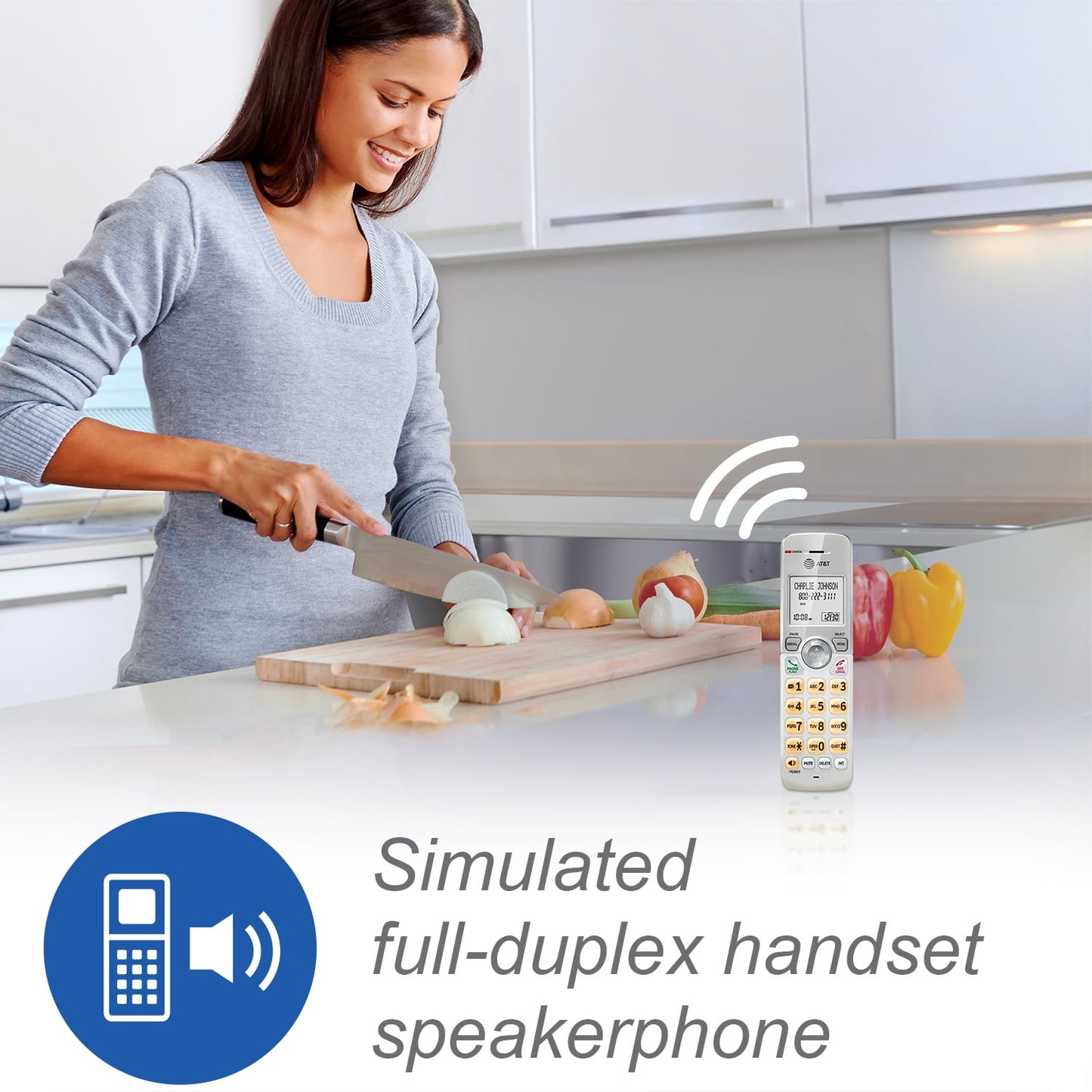 AT&T 4-Handset Cordless Phone with Unsurpassed Range, Answering System and Call Block, EL52429 (White/Silver)