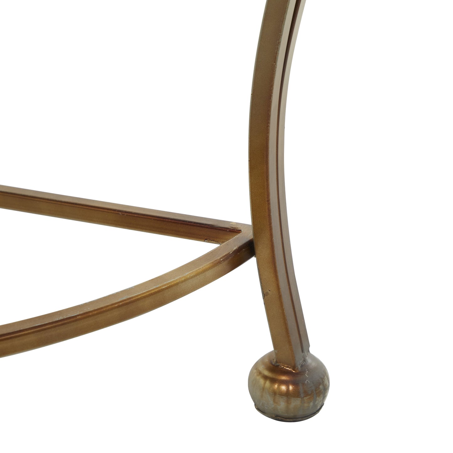 DecMode 41" x 33" Gold Metal Embossed Leaf Console Table with Ornate Scroll Legs, 1-Piece