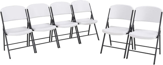 LIFETIME 80747 Commercial Grade Folding Chairs, 6 Pack, White Granite