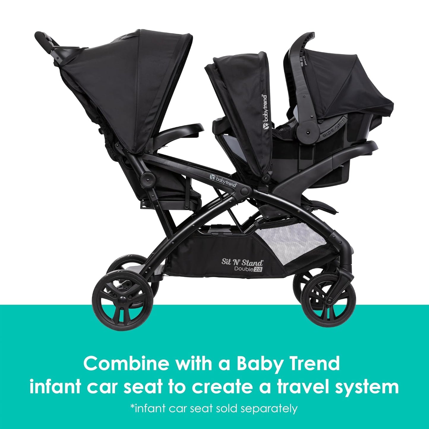 Baby Trend Sit N' Stand Double 2.0 Stroller - Madrid Black