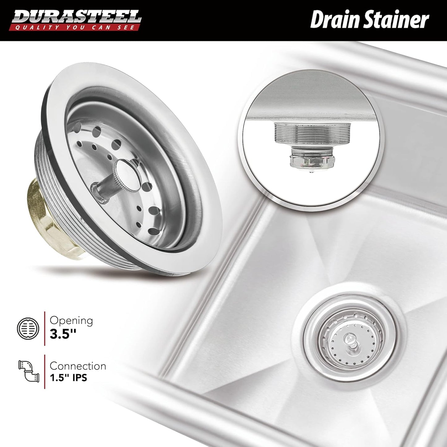 Pick Up Only-DuraSteel Stainless Steel Utility Sink - 24" x 24" Inner Single Bowl - Commercial Prep Sink with No Lead Faucet - CEC & NSF Certified - For Restaurant, Kitchen, Laundry, Garage