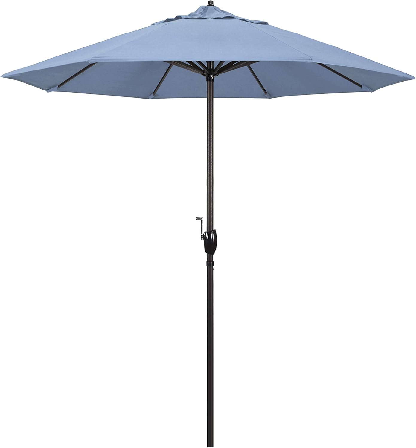 California Umbrella 7.5'' Rd Sunbrella Aluminum Patio Umbrella, Crank Lift, Auto Tilt, Bronze Pole, Air Blue