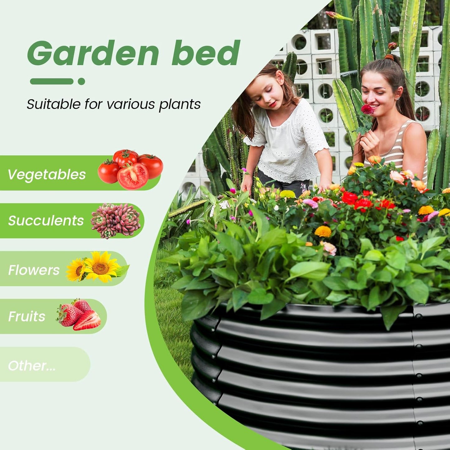 Land Guard 8x4x3ft Oval Galvanized Raised Garden Beds, Large-Capacity Metal Planter Box Outdoor, Durable Deep Raised Garden Bed 3ft Tall, Raised Beds for Gardening Vegetables, Dark Grey