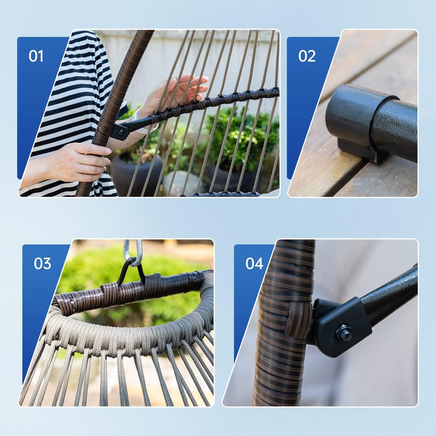 Egg Chair Hammock Chair Basket Chair Hanging Swing Chair UV Resistant Cushion with Stand for Indoor Bedroom Outdoor Garden Backyard