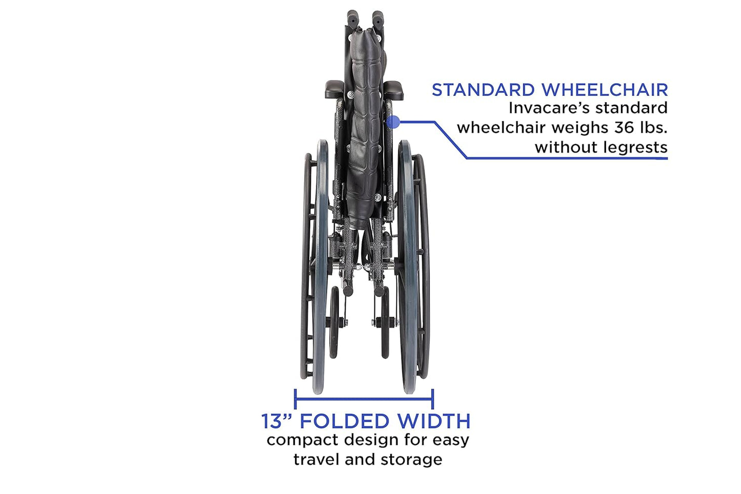 Invacare TREX20RFP Series Tracer EX2 Standard Folding Wheelchair for Adults with 20" Seat Width and Full Arms