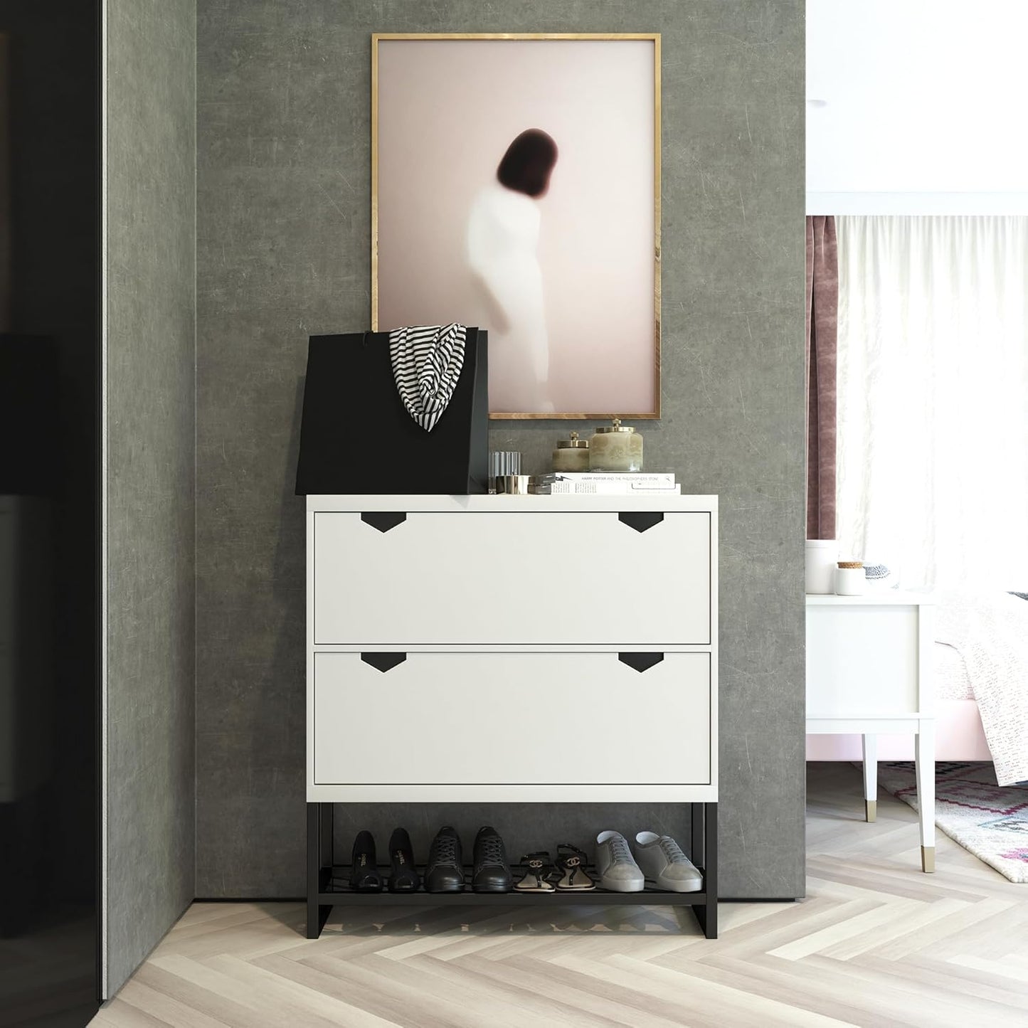 CosmoLiving by Cosmopolitan Brielle Entryway Shoe Storage, White