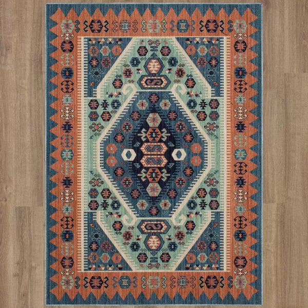 7'x10' Buttercup Diamond Vintage Persian Style Woven Rug Blue - Threshold