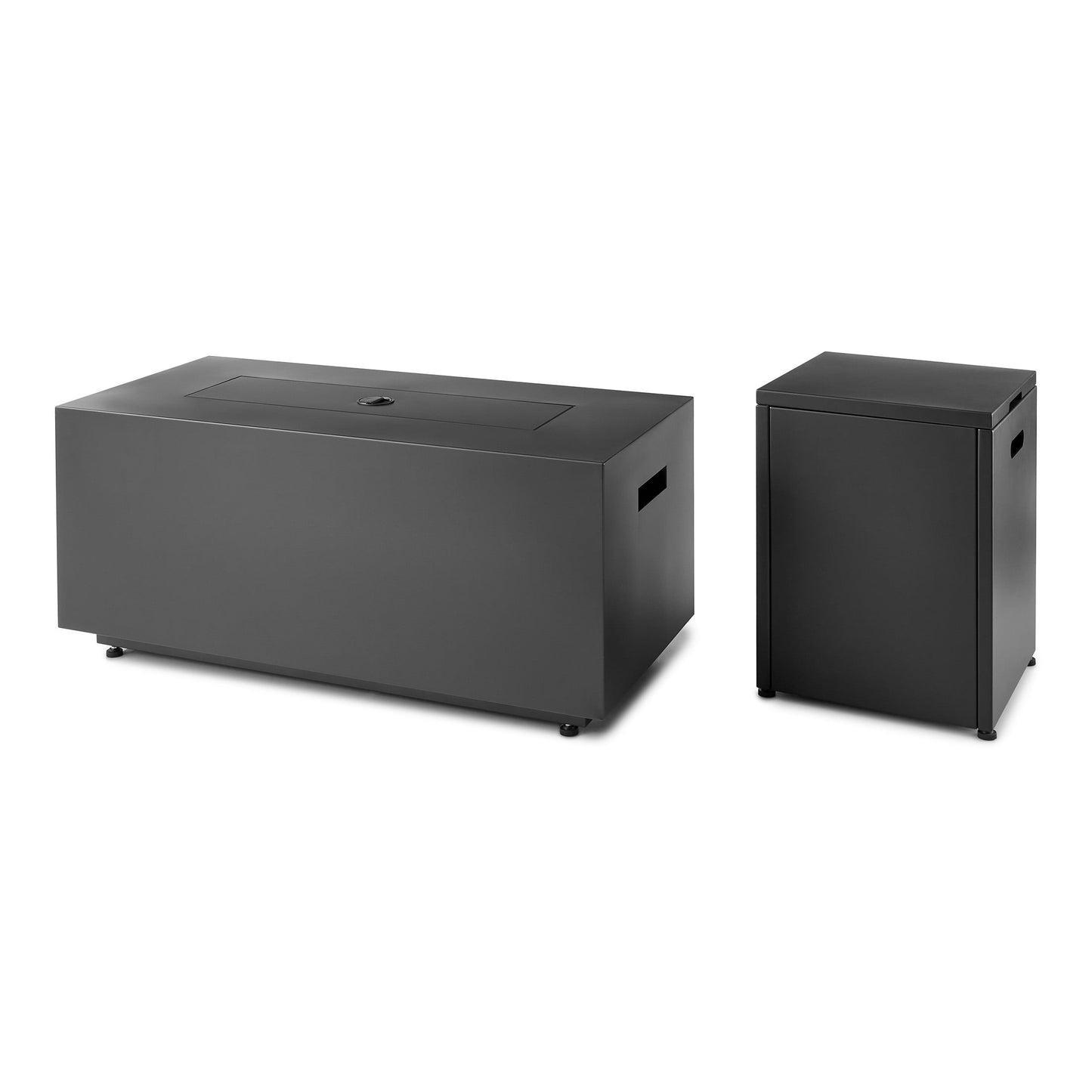 Mainstays Modern Steel Fire Pit Table with Tank Hideaway and Cover, Matte Black