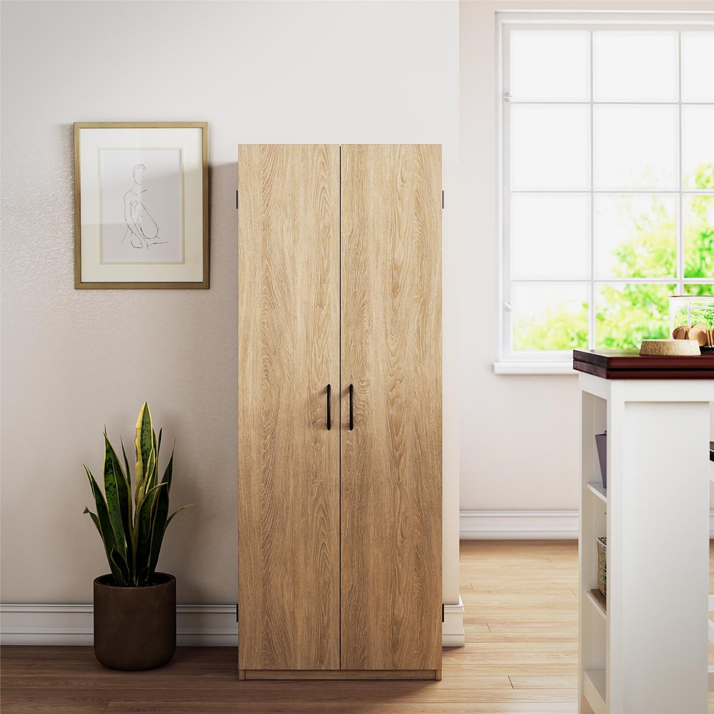 Mainstays 60" 2 Door Storage Cabinet, Natural