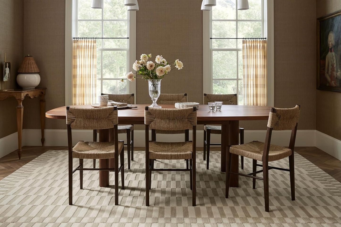 Loloi Chris Loves Julia Bradley Collection, Ivory & Beige, 7'-9" x 9'-9" Area Rug – Classic Striped Area Rugs for Living Room, Bedroom, Entryway & Hallway, High Traffic Area Home Decor Rug