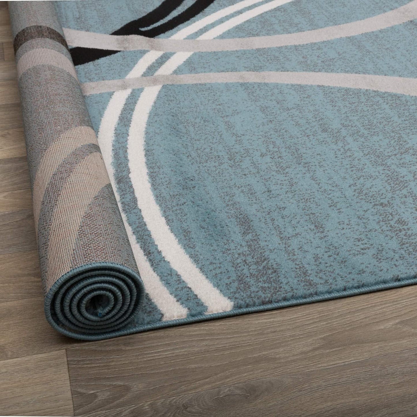 Rugshop Modern Wavy Circles Design Area Rug 5' 3" x 7' 3" Blue
