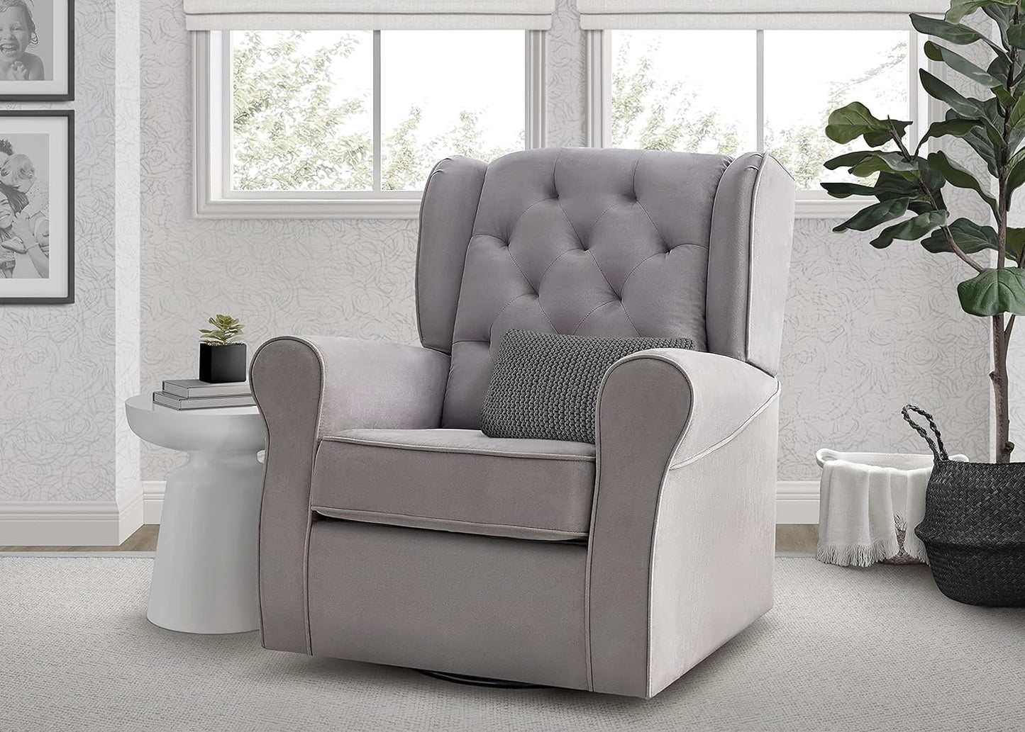 Delta Children Emma Nursery Glider Swivel Rocker Chair - French Gray