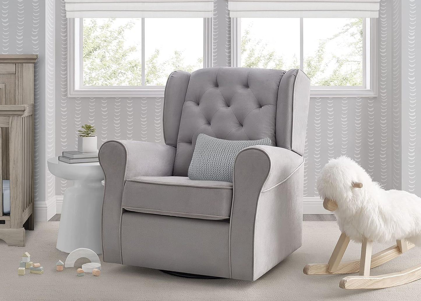 Delta Children Emma Nursery Glider Swivel Rocker Chair - French Gray