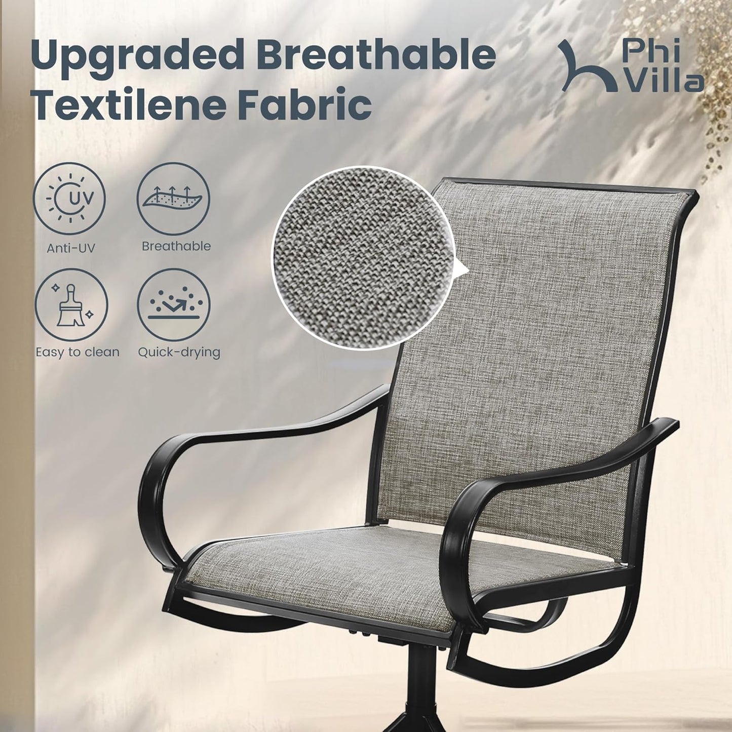 2pk Outdoor Metal Swivel Rocking Chairs with Cushions - Captiva Designs