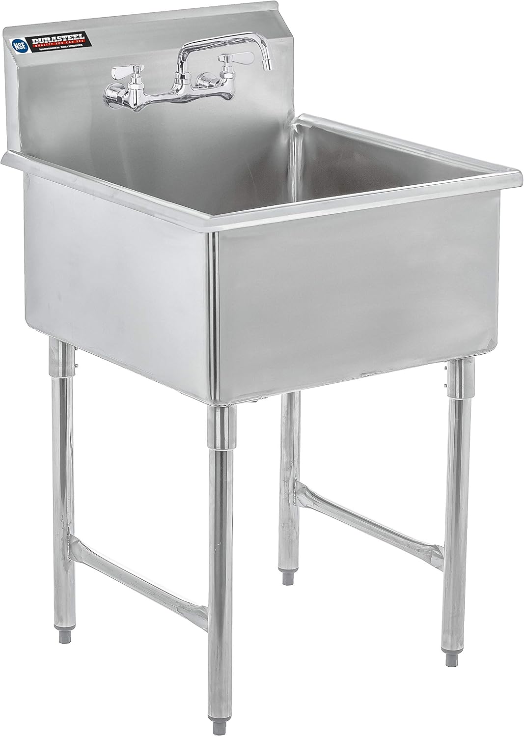 Pick Up Only-DuraSteel Stainless Steel Utility Sink - 24" x 24" Inner Single Bowl - Commercial Prep Sink with No Lead Faucet - CEC & NSF Certified - For Restaurant, Kitchen, Laundry, Garage