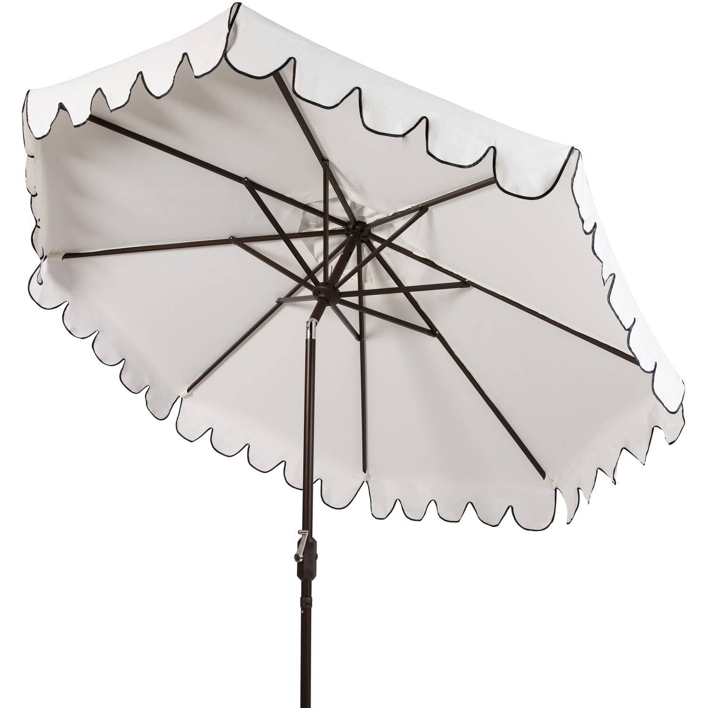 Safavieh Venice 9' Market Crank Tilt Patio Umbrella, White/Black