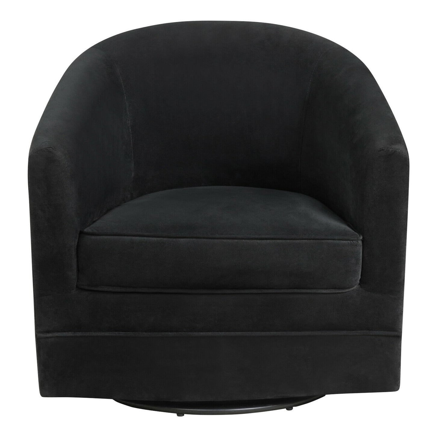 Gymax Velvet Swivel Barrel Accent Chairs with Metal Base, Black (Set of 2)