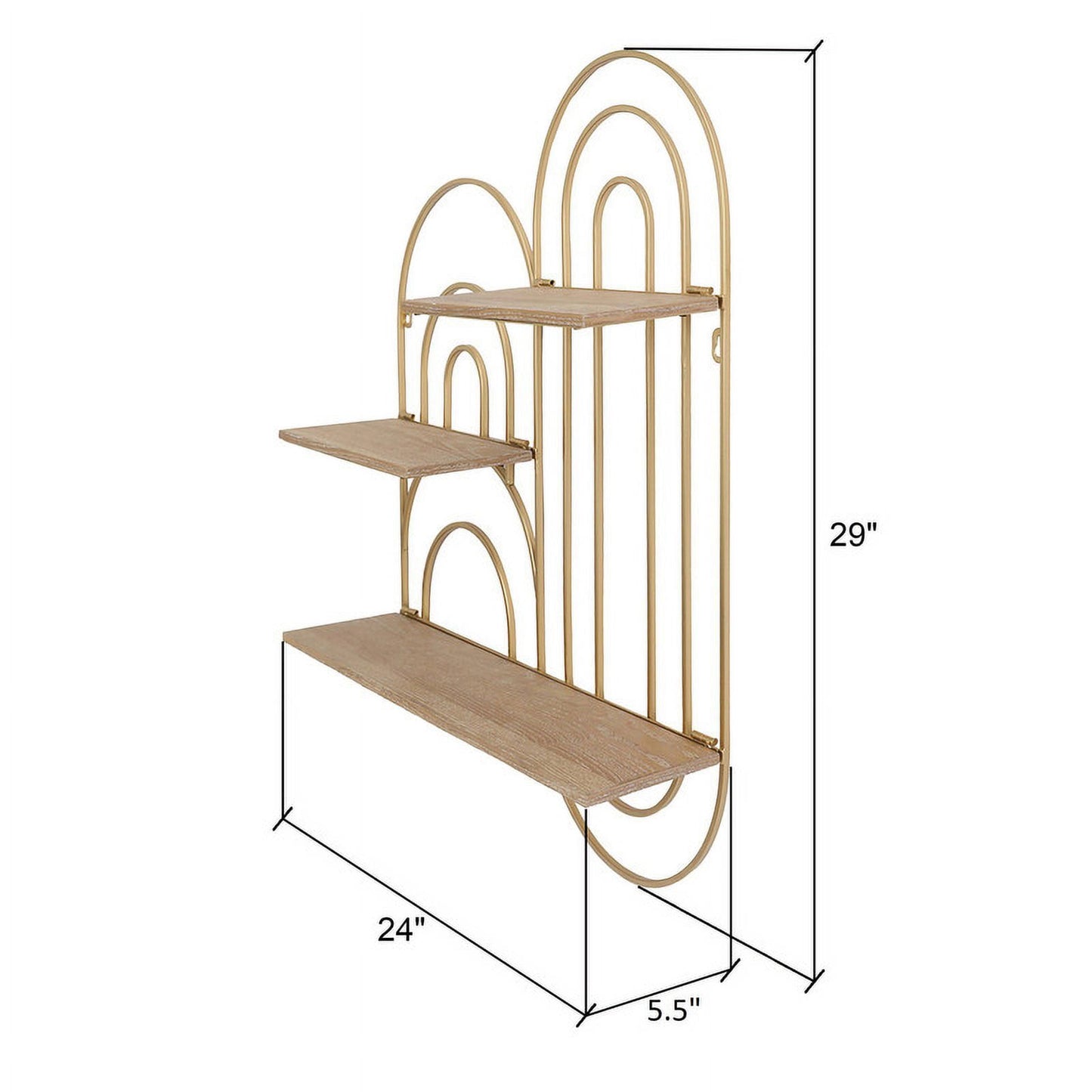 Ovella Gold Oval Metal Modern Tiered Wall Shelf