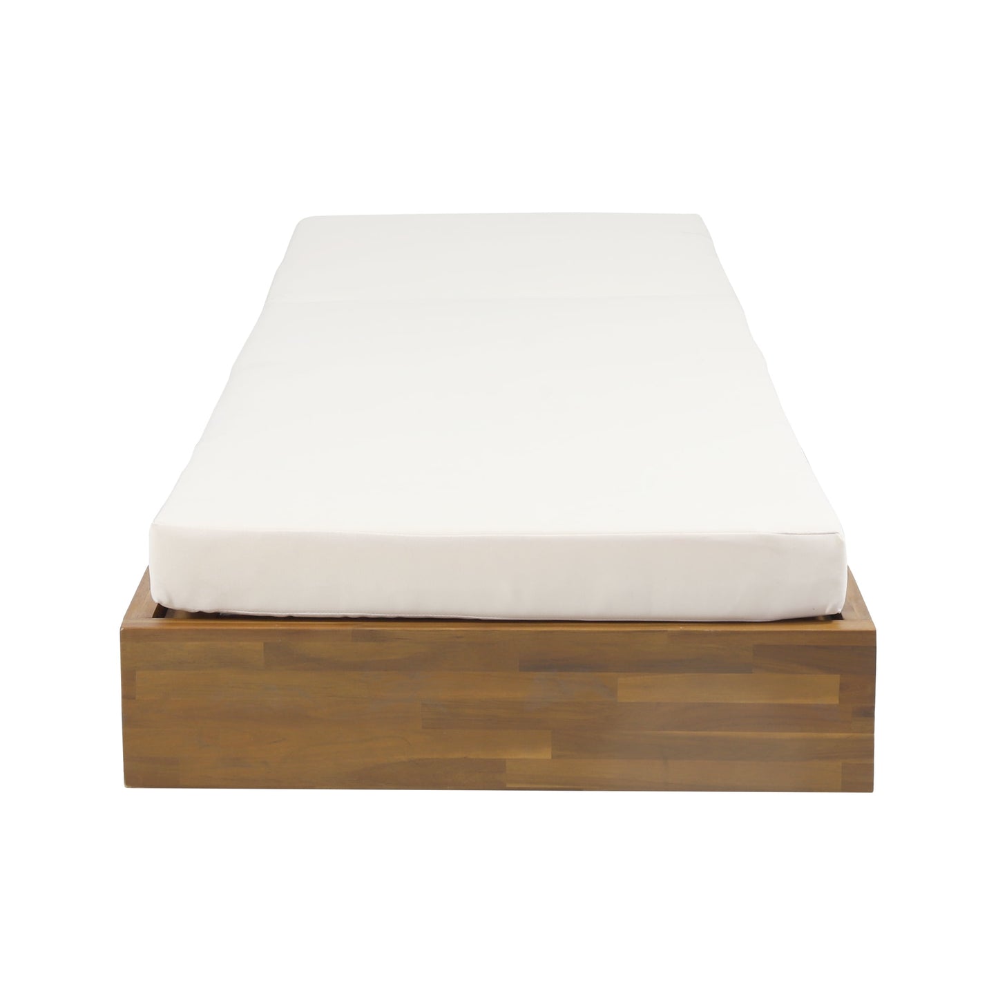 Noble House Simmons Cushioned Acacia Wood Outdoor Chaise Lounge - Set of 2, Cream/Teak