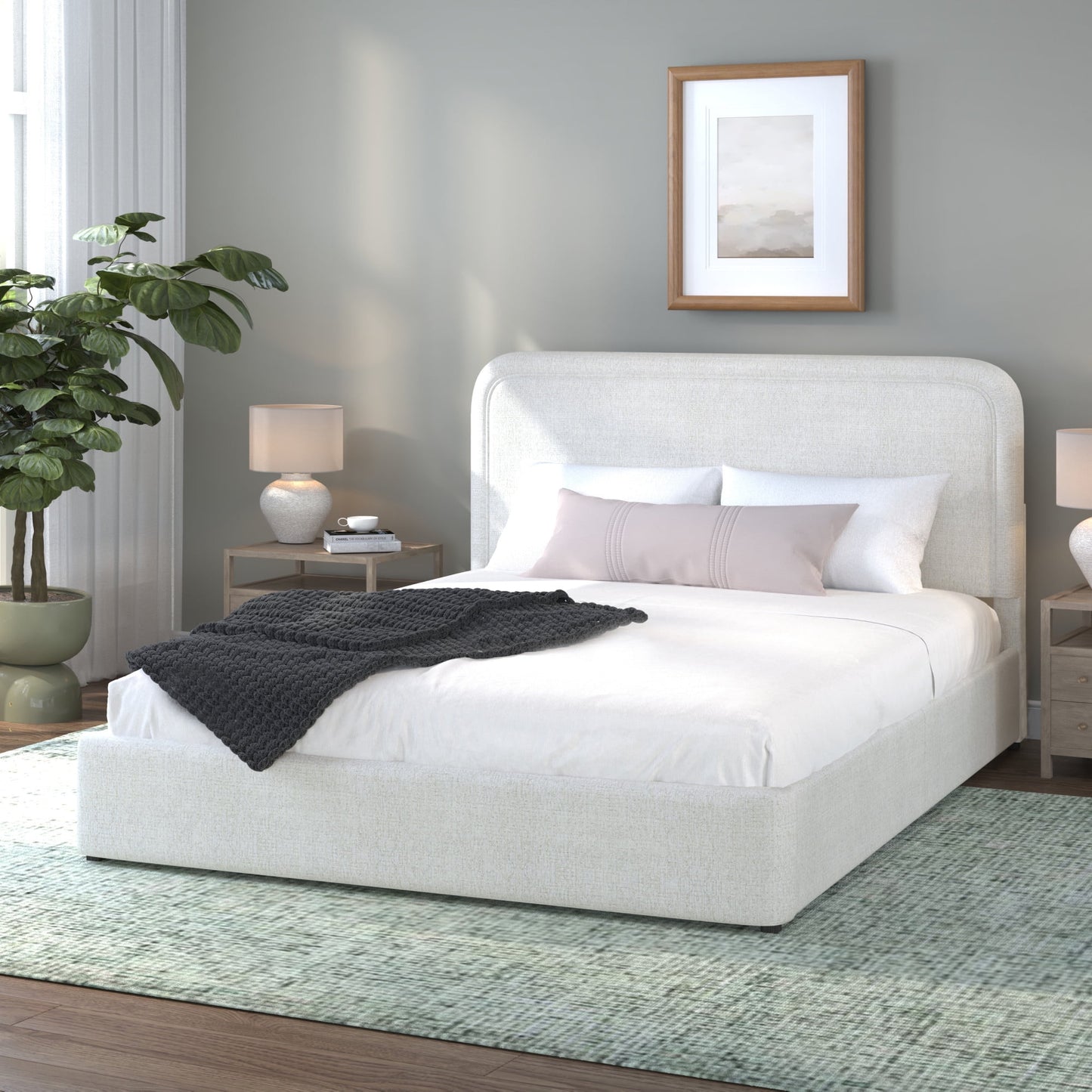 Better Homes & Gardens Juliet Full Boucle Platform Bed, Ivory